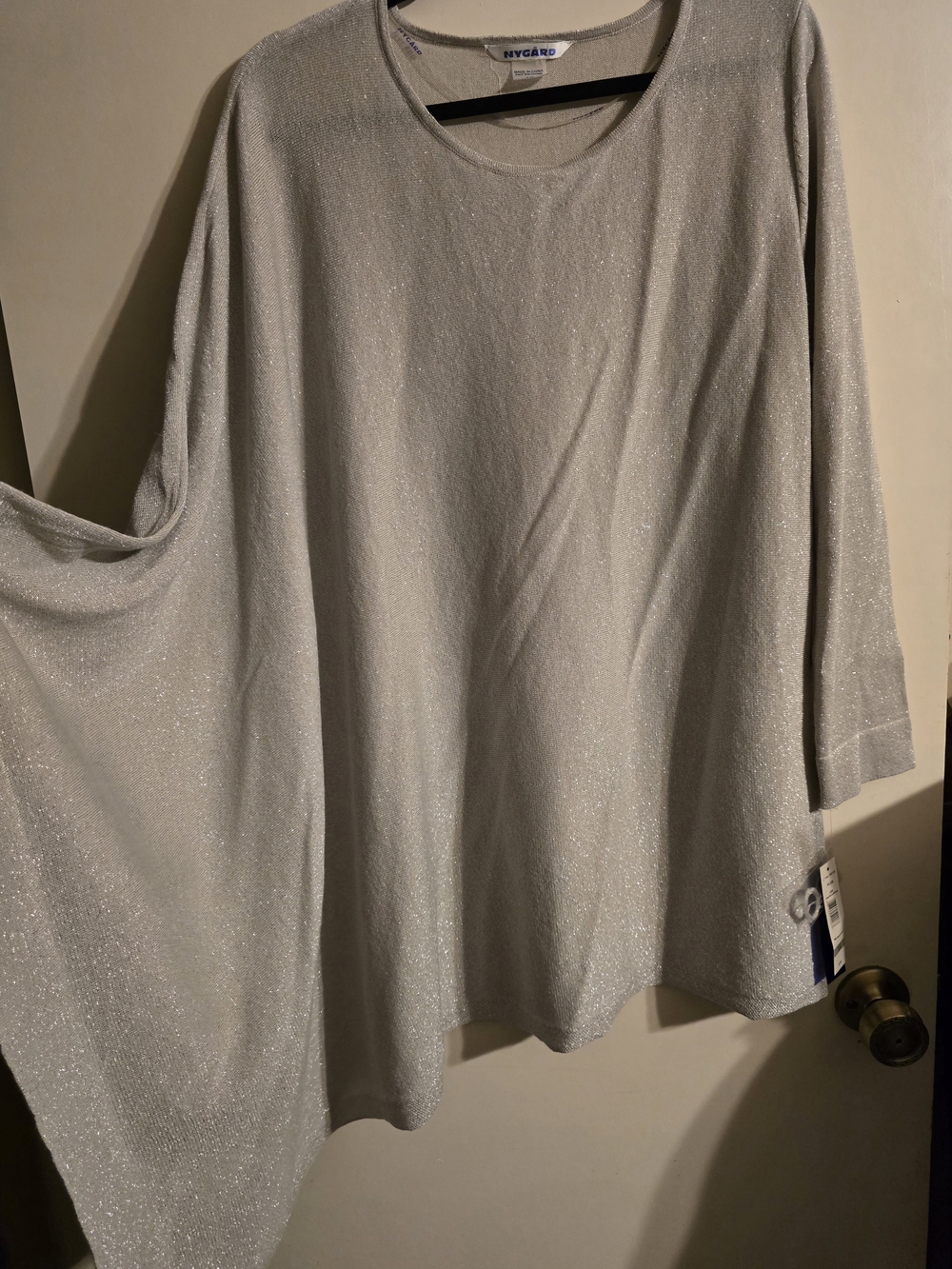 Metallic Silver Long Sleeve Tunic
